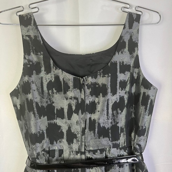 MICHAEL KORS BLACK GREY METALLIC MIDI DRESS BELTED EVENING DRESS A-LINE DRESS  2 - Picture 11 of 17